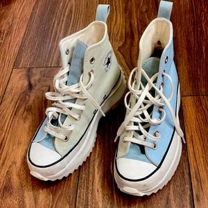 Pastel Blue and Green Platform Converse